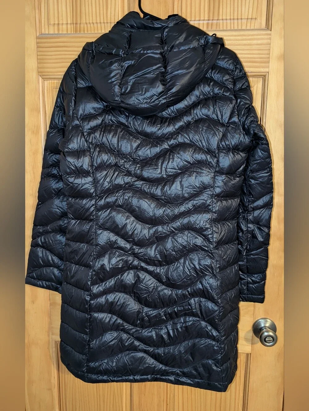 Andrew Marc Black Quilted Long Puffer Coat with Hood Size S